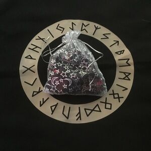 Black Drawstring Bag with Star and Moon Design